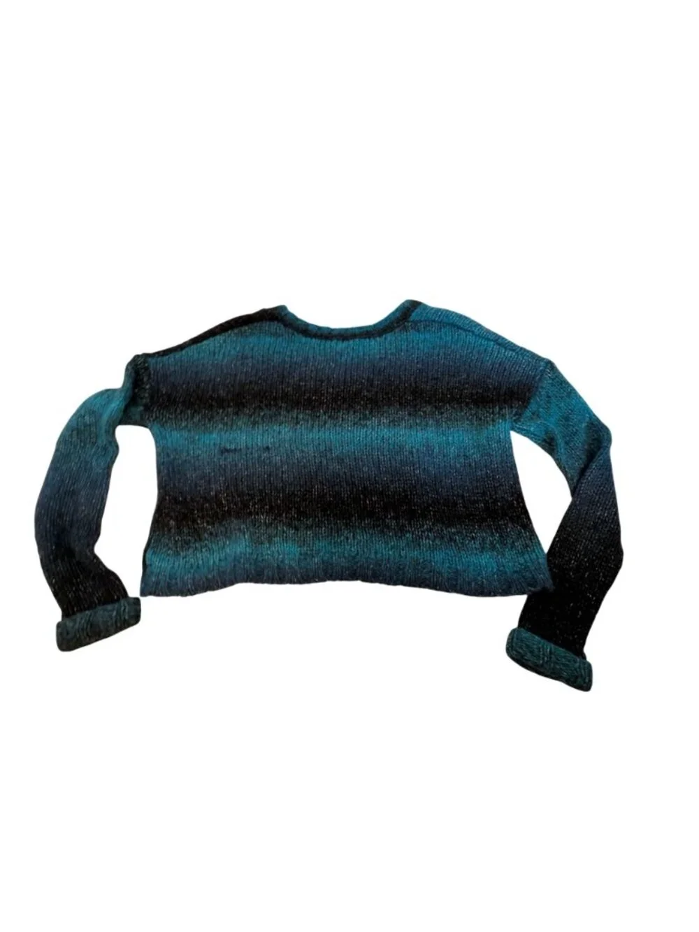 Ecote Urban Outfitters Blue Green Ombre Striped Crop Oversize Boxy Sweater XS